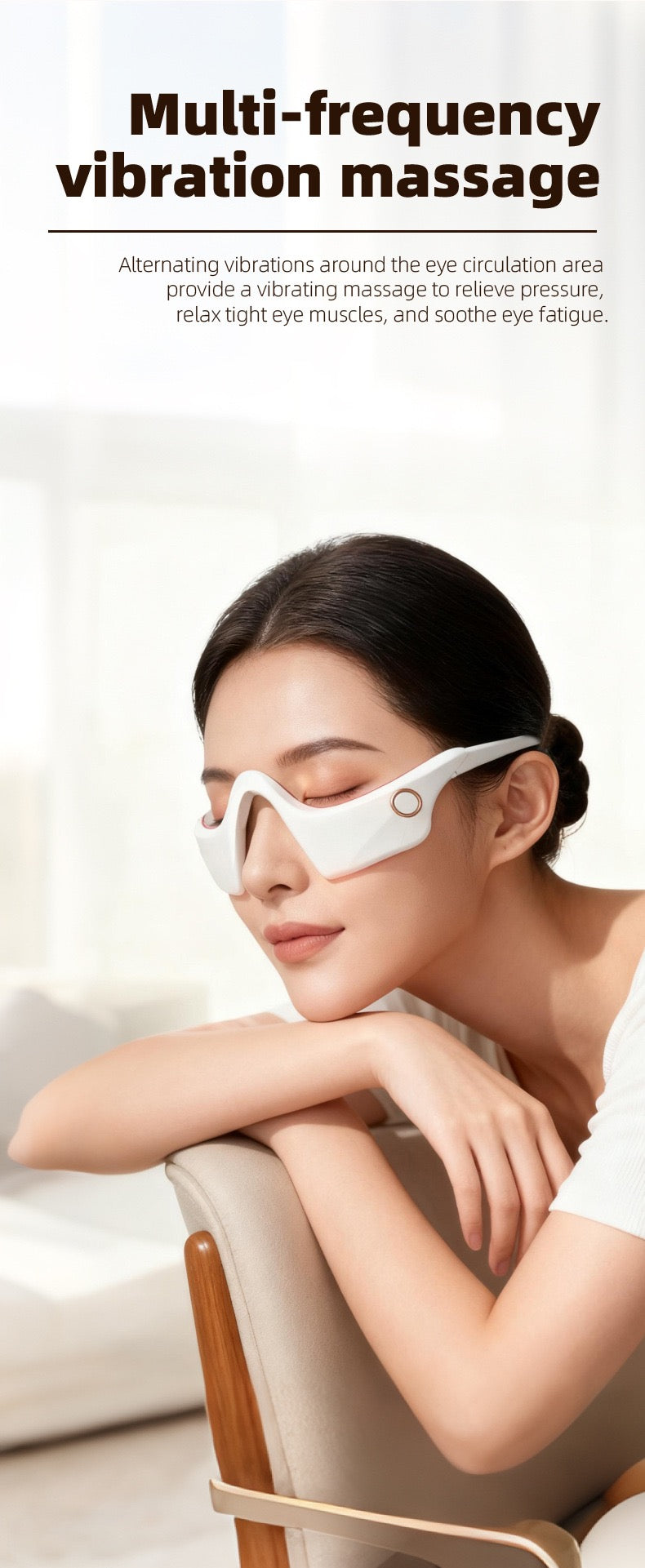 NoAging Under-Eye Light Therapy Device for Eye Bags, Dark Circles & Fatigue, White | 3 Modes & 3 Levels, Under-Eye Light Therapy Device with Vibration Massage, Gel Pads & Straps, for Home, Office and Travel Use