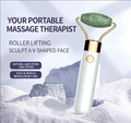 Upgrade 2 in 1 Vibrating Jade Facial Massager Roller, Electric Rose Quartz Eye Face Roller to Press Skin Cream Oil for Anti-Aging Reducing Wrinkles and Glowing Youthful Skin Tone