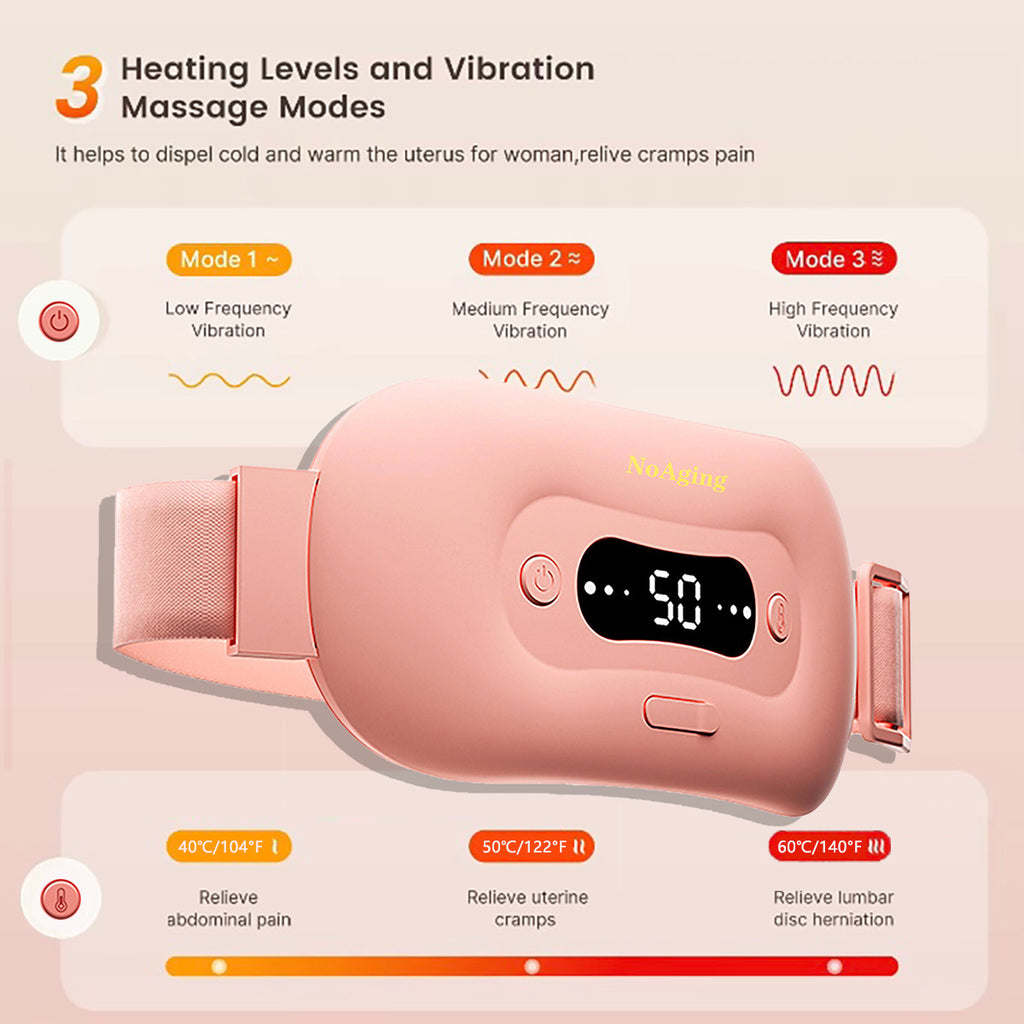 Electric Heating Pad, Portable Cordless Menstrual Heating Pad with 3 Heat Levels and 3 Massage Modes, Fast Large Heating Belly Wrap Belt for Cramps, Back Pain Relief Gifts for Women Girls Her