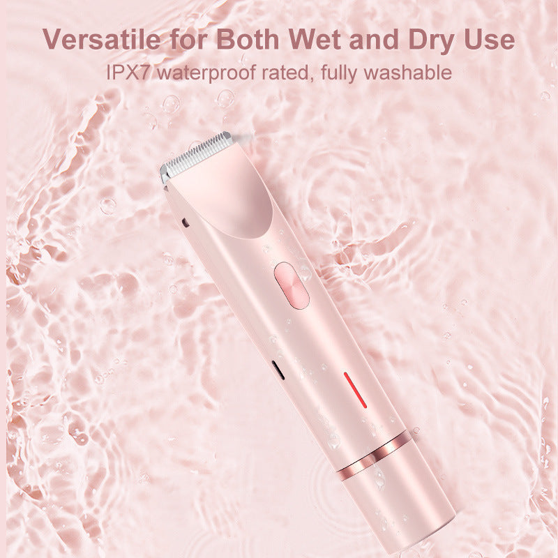 NoAging Trimmer for Women, Electric Shaver and Razor Rechargeable 2-in-1 Body and Facial Epilator, Dual Heads for Painless Trimming of Pubic Hair, Face, Underarms and Legs, Summer Gift