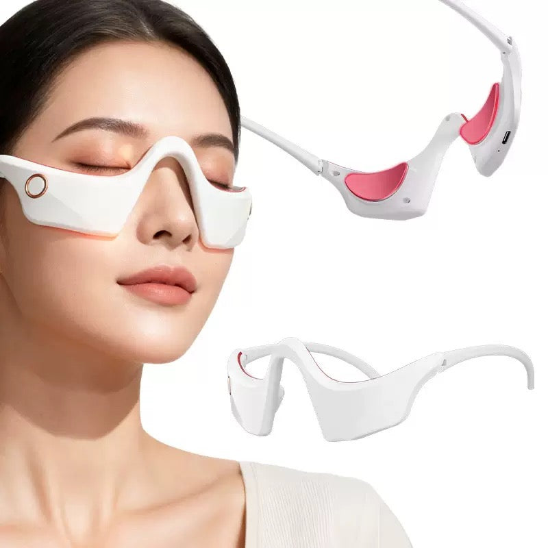 NoAging Under-Eye Light Therapy Device for Eye Bags, Dark Circles & Fatigue, White | 3 Modes & 3 Levels, Under-Eye Light Therapy Device with Vibration Massage, Gel Pads & Straps, for Home, Office and Travel Use
