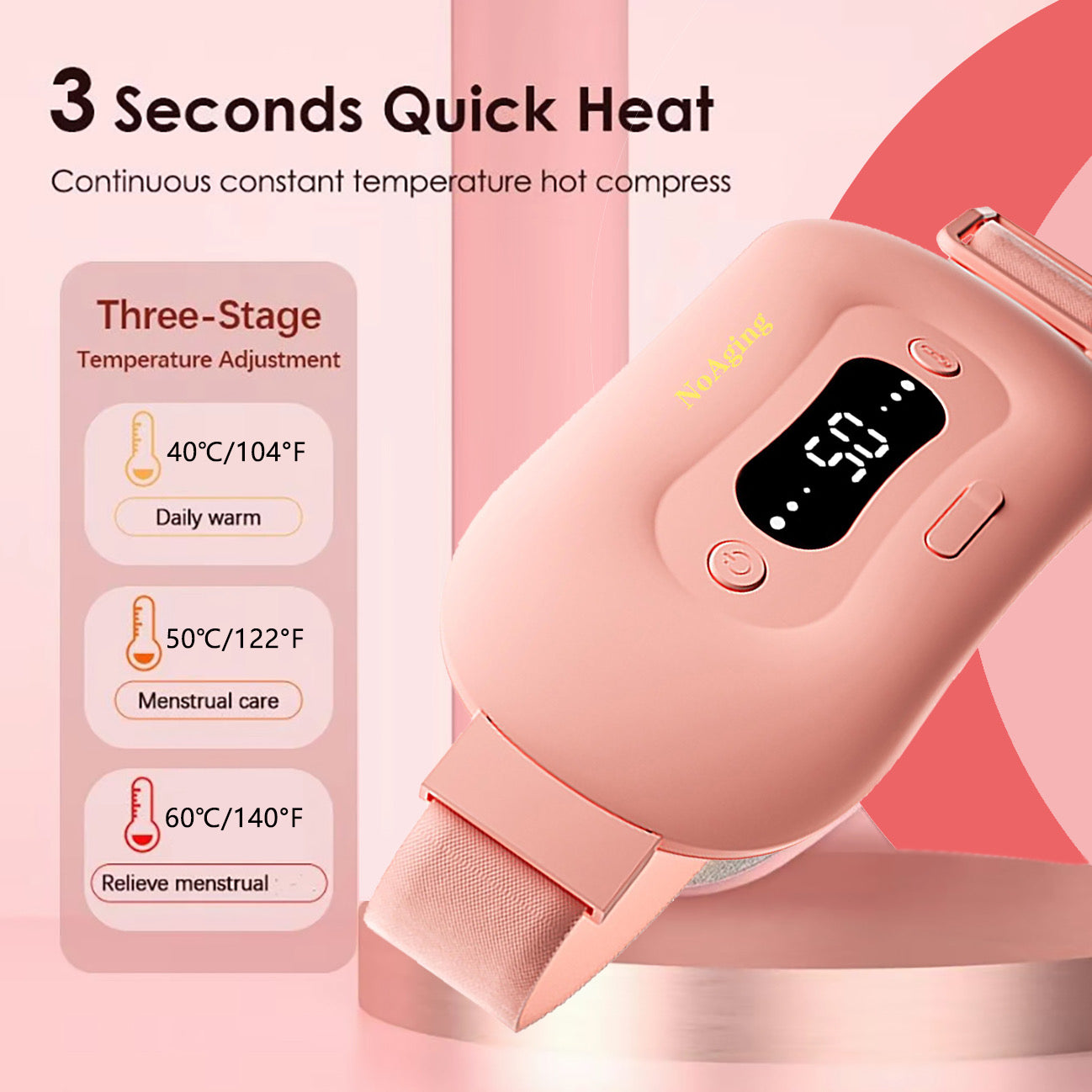 Electric Heating Pad, Portable Cordless Menstrual Heating Pad with 3 Heat Levels and 3 Massage Modes, Fast Large Heating Belly Wrap Belt for Cramps, Back Pain Relief Gifts for Women Girls Her