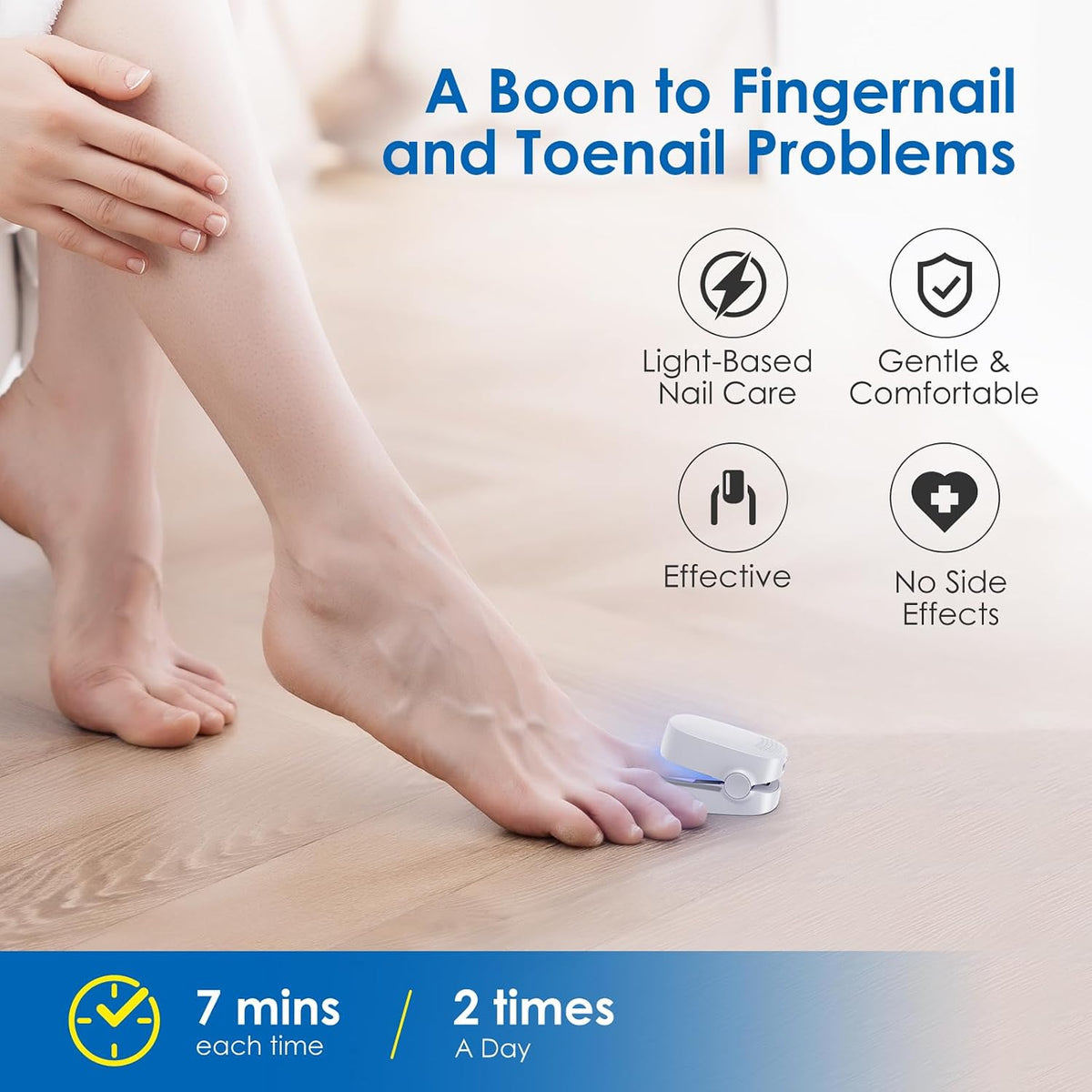 NoAging Nail Care Light for Discolored & Uneven Toenail & Fingernail, Clip-On White | Dual Blue & Infrared Light Beads, Clip-On Single-Nail Targeted Care, Rechargeable for At-Home Nail Appearance Maintenance
