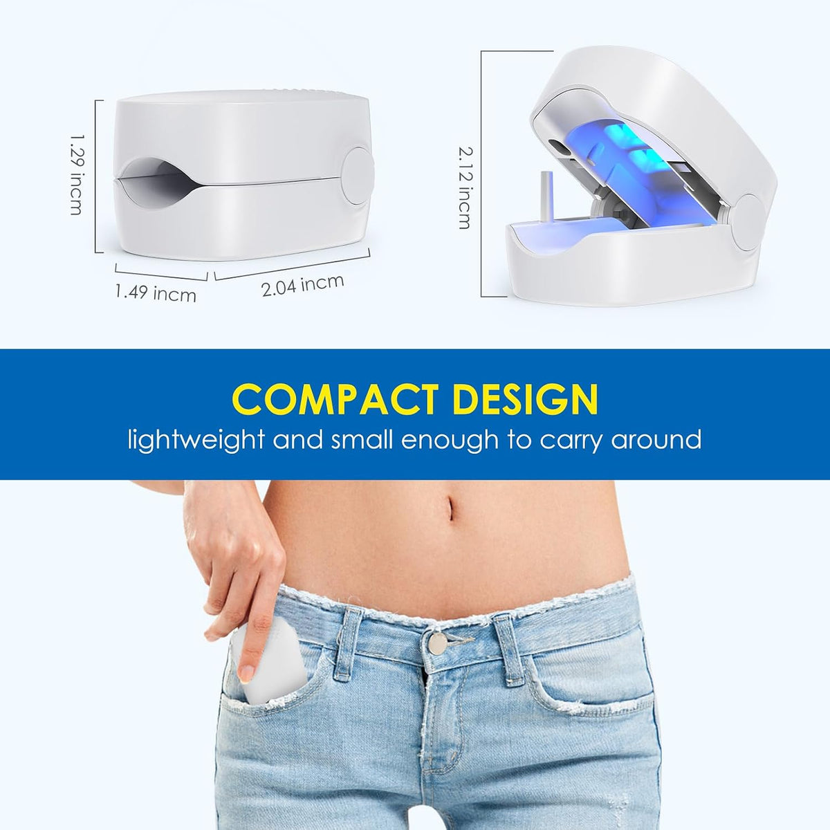 NoAging Nail Care Light for Discolored & Uneven Toenail & Fingernail, Clip-On White | Dual Blue & Infrared Light Beads, Clip-On Single-Nail Targeted Care, Rechargeable for At-Home Nail Appearance Maintenance