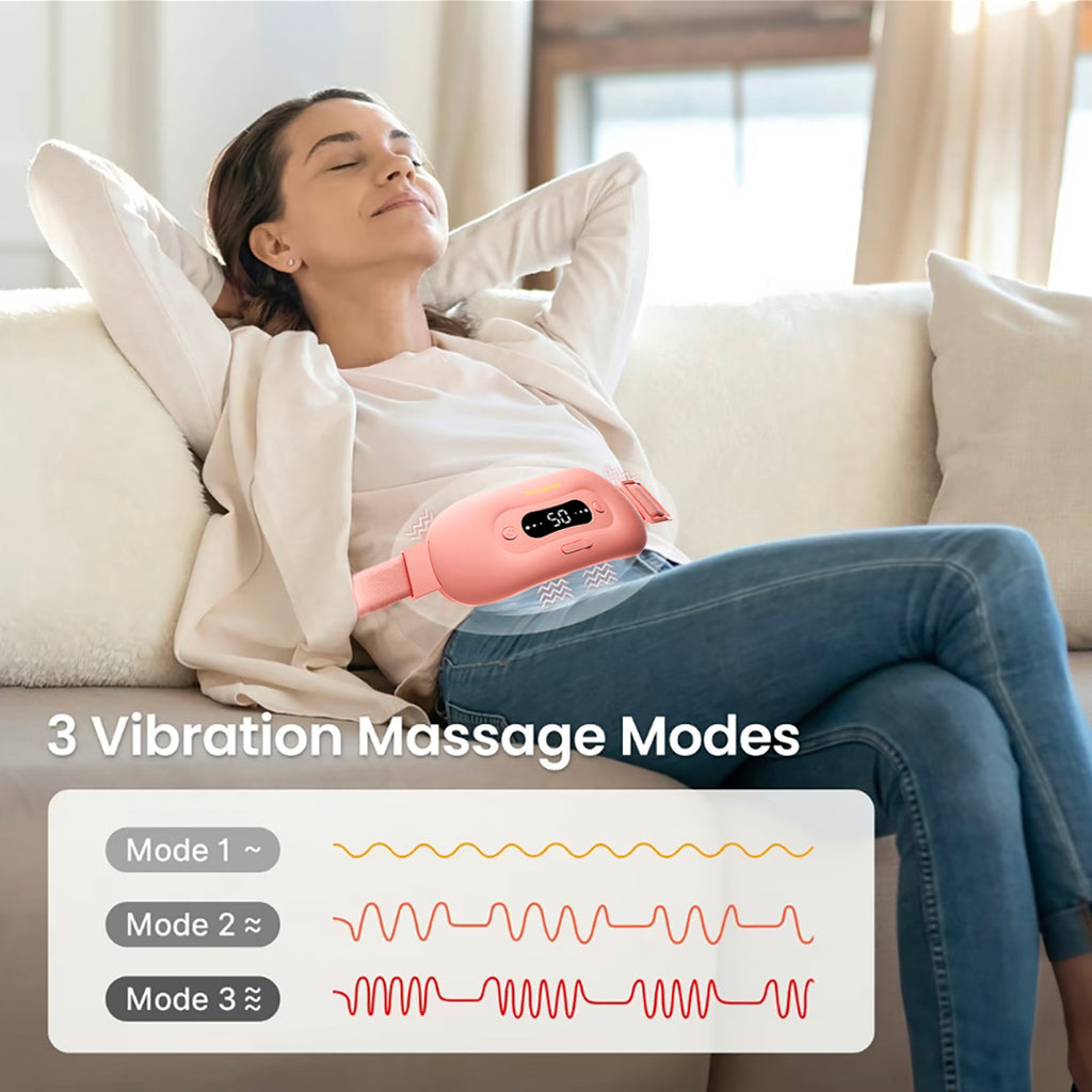 Electric Heating Pad, Portable Cordless Menstrual Heating Pad with 3 Heat Levels and 3 Massage Modes, Fast Large Heating Belly Wrap Belt for Cramps, Back Pain Relief Gifts for Women Girls Her