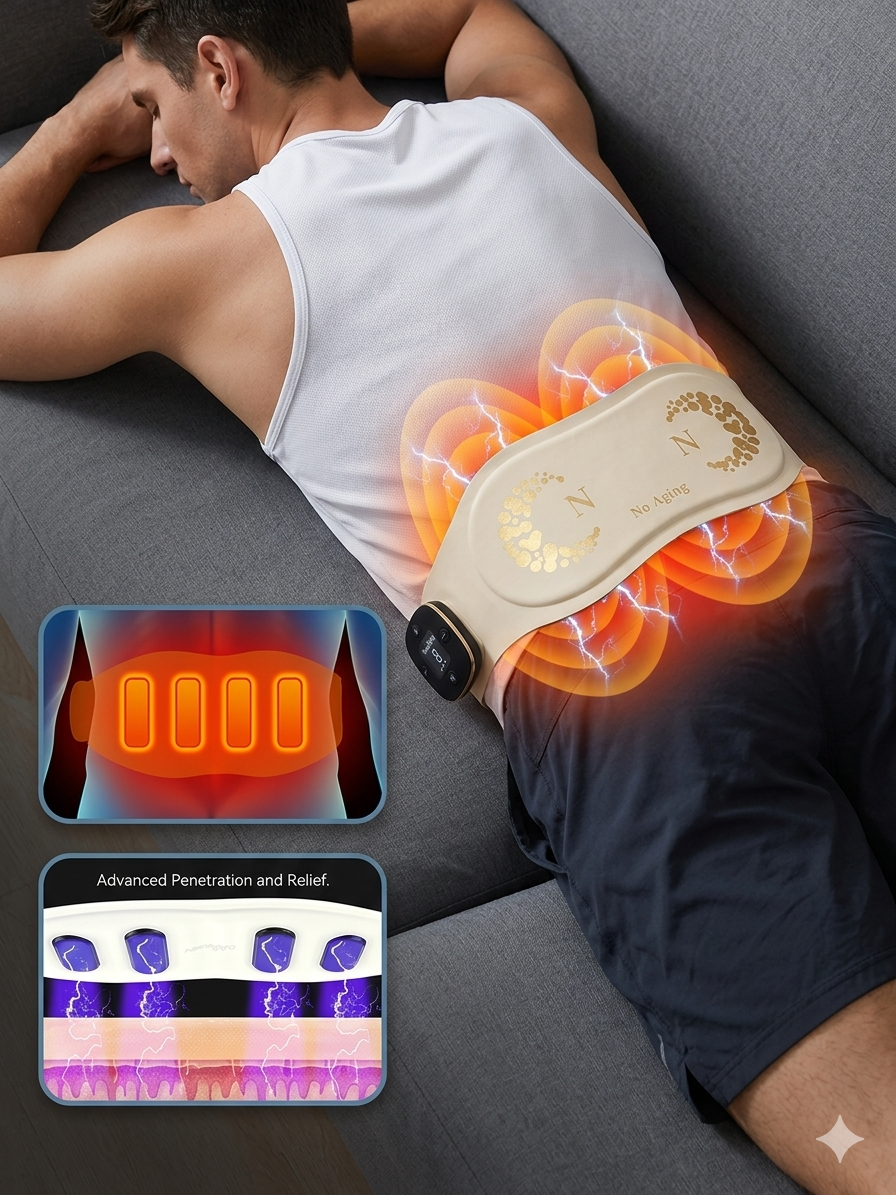 Cordless Heating Pad with Massager for Back, Portable Lower Back Massager FSA Eligible HSA Rechargeable Wireless Electric, Mothers Day Gifts for Women Mom Men Dad Seniors 3 Heat 30mins Off