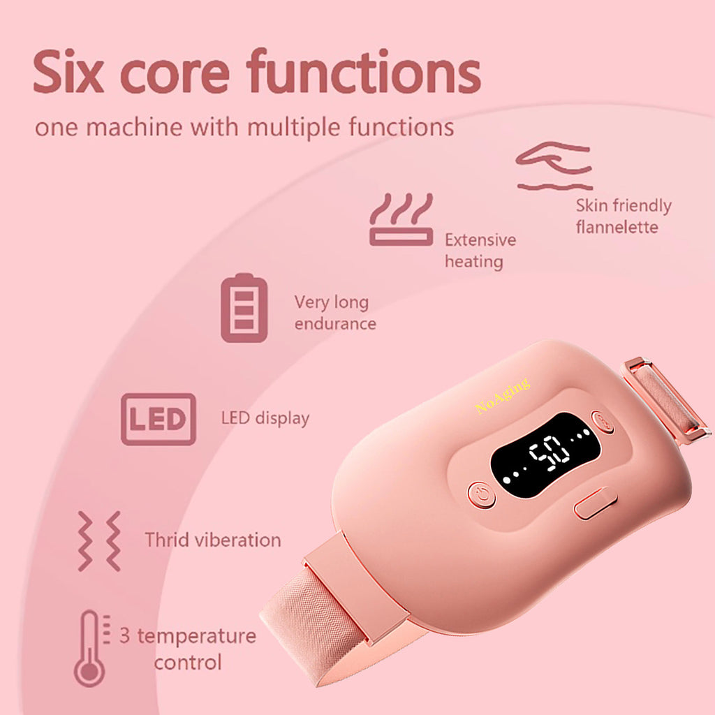 Electric Heating Pad, Portable Cordless Menstrual Heating Pad with 3 Heat Levels and 3 Massage Modes, Fast Large Heating Belly Wrap Belt for Cramps, Back Pain Relief Gifts for Women Girls Her