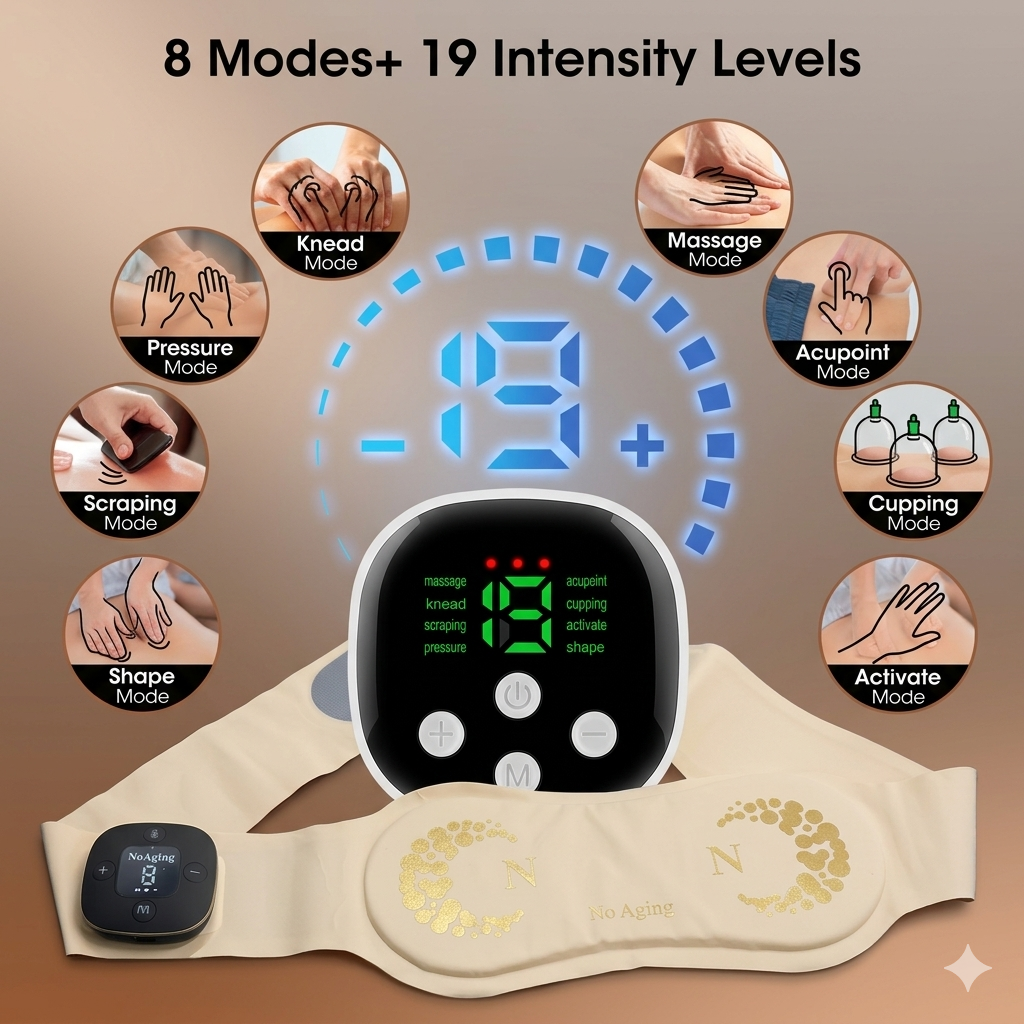 Cordless Heating Pad with Massager for Back, Portable Lower Back Massager FSA Eligible HSA Rechargeable Wireless Electric, Mothers Day Gifts for Women Mom Men Dad Seniors 3 Heat 30mins Off