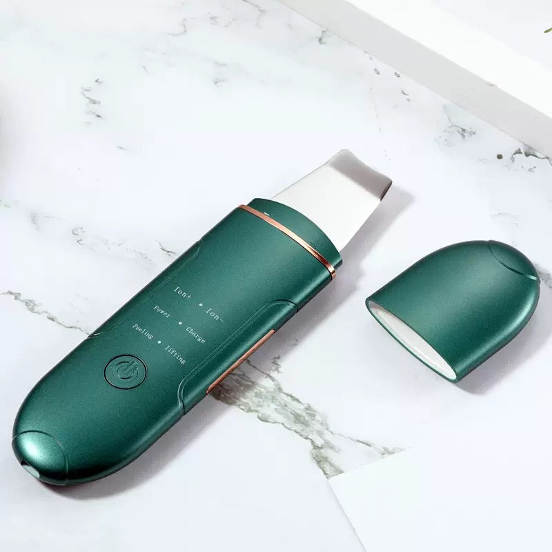 NoAging Waterproof Skin Scrubber 4-in-1 Facial Spatula Pore Cleaner for Face | Blackhead remover with 4 modes,rounded stainless steel head,10-minute auto-off,Type-C charging and 2 silicone attachments.