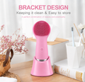 NoAging Facial Cleansing Brush, Rechargeable Silicone Face Scrubber with Heat Massage End, Vibrating Exfoliator Scrubber for Deep Cleaning, Waterproof Face Brush for Women and Men (Pink)