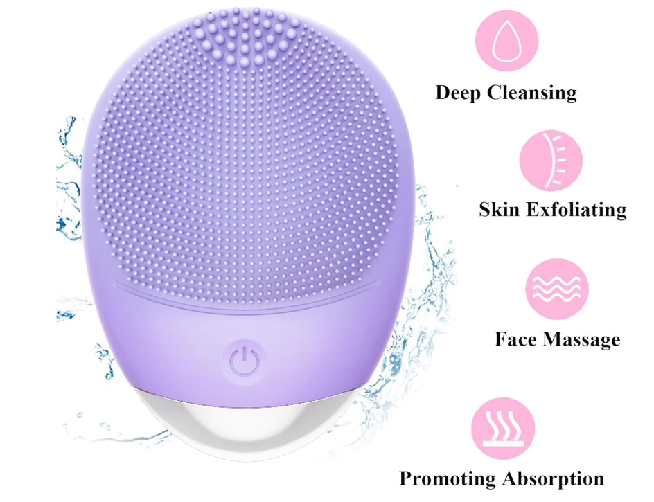 NoAging Facial Cleansing Brush, 3-in-1 Electric Soft Silicone Waterproof Face Scrubber, USB Rechargeable IPX7 Waterproof Sonic Vibrating Face Brush for Deep Cleansing, Gentle Exfoliating and Massaging