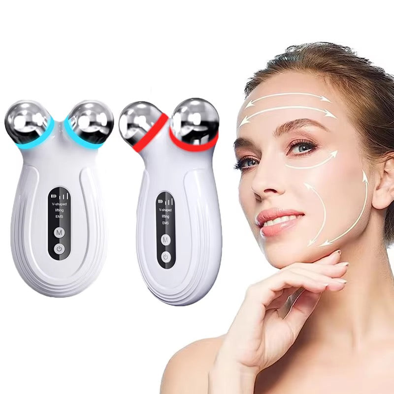 NoAging Handheld Microcurrent V-Face Anti-Aging Roller Massager for Face and Neck Lifting