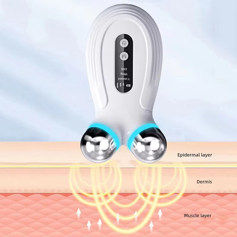NoAging Handheld Microcurrent V-Face Anti-Aging Roller Massager for Face and Neck Lifting
