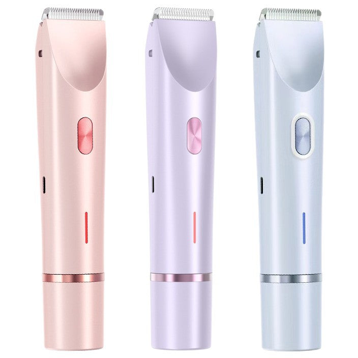 NoAging Trimmer for Women, Electric Shaver and Razor Rechargeable 2-in-1 Body and Facial Epilator, Dual Heads for Painless Trimming of Pubic Hair, Face, Underarms and Legs, Summer Gift